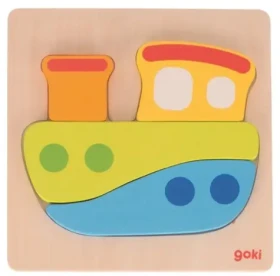 GOKI Dřevěné vkládací puzzle Loď
