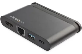 StarTech adaptér USB-C na HDMI, USB-A a LAN černá / Adaptér / 4K 60Hz / 2x USB-A / RJ-45 Ethernet (DKT30CHCPD)