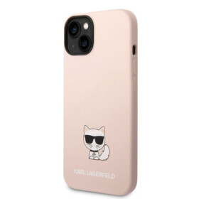 Pouzdro Karl Lagerfeld Liquid Silicone Choupette iPhone 14 Plus růžové