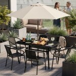 Černý zahradní stůl s otvorem pro slunečník