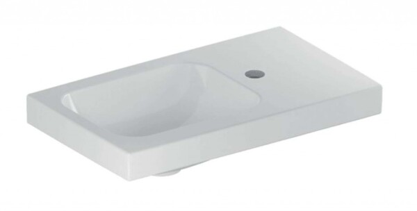 GEBERIT - iCon Umývátko 53x31x13 cm, bez přepadu, otvor pro baterii vpravo, KeraTect, bílá 501.832.00.2