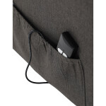 Křeslo polohovací, eletrické, šedá látka.