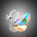 Brož Swarovski Elements Elena - labuť, Stříbrná