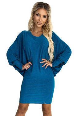 Dámské netopýří šaty 402-3 tyrkysové - Numoco XXL/XXXL