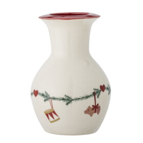 Bloomingville Kameninová váza Yule Nature 16 cm, červená barva, keramika