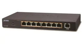 Planet PoE switch 8-portový fanless / Switch / 9x 10/100/1000 Mbps TP / 8x PoE 802.3at 30W/120W (GSD-908HP)