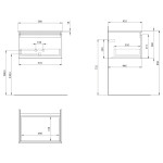 AQUALINE - ALTAIR skříňka s deskou 58 cm, bílá/antracit břidlice AI263-03