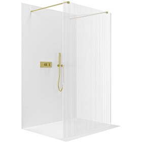 CERANO Sprchová zástěna Walk-in Onyx Duo L/P - 8 mm - hranatá vzpěra - zlatá, rýhované sklo - 120x200 cm