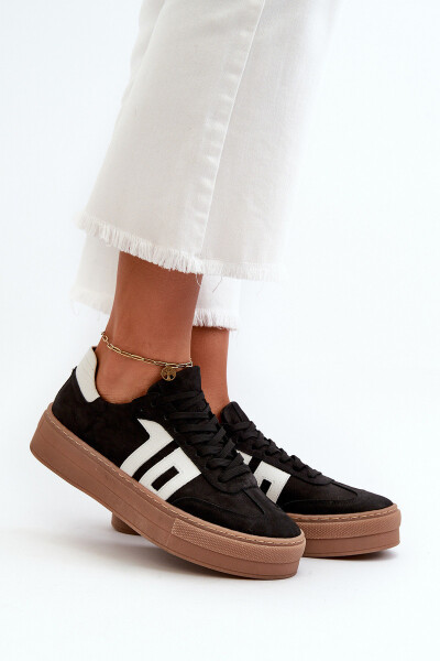 Dámské kožené tenisky na platformě černé Zazoo N1095S2 40