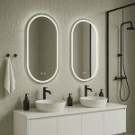 Erga Lyra, oválné LED zrcadlo 40x80cm, 3 barvy světla, přední a zadní osvětlení, vyhřívací podložka proti zapaření, ERG-V01-LYRA-4080-CL
