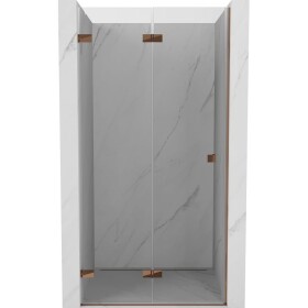 MEXEN/S - Lunar-F skládací sprchové dveře levé 95, transparent, růžové zlato 836-095-000-60-00-L