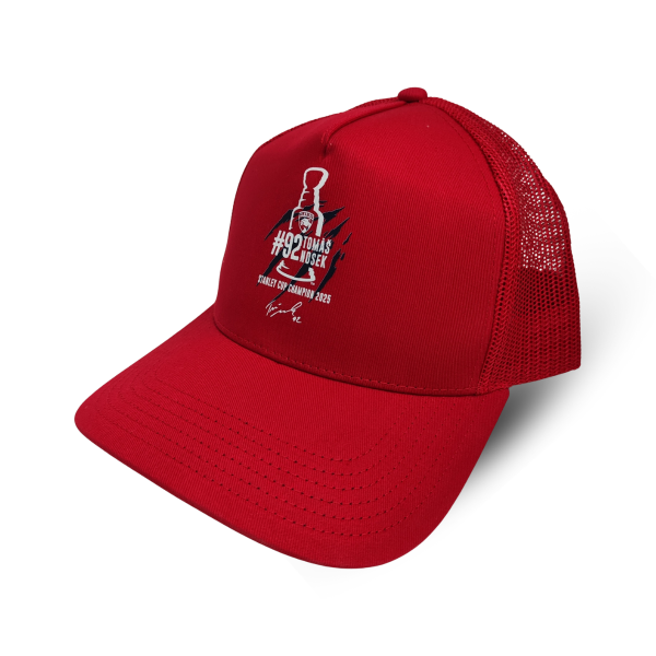 Pánská kšiltovka Vítek Vaněček #41 Stanley Cup Champion 2025 Florida Panthers NHL Red