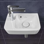 VILLEROY & BOCH - O.novo Umývátko Compact 36x25 cm, s přepadem, 1 otvor pro baterii vlevo, CeramicPlus, alpská bílá 434236R1