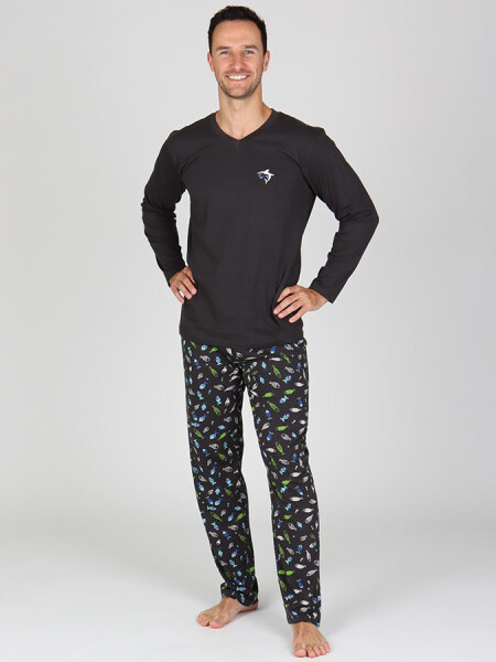 EVONA a.s. Pánské dlouhé pyžamo P LARS s motivem ryb - P LARS L