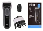 Braun Series 3+ 3000 černá/šedá / Holicí strojek / Planžetový / Voděodolný / Rychlé nabíjení (8700216735896)