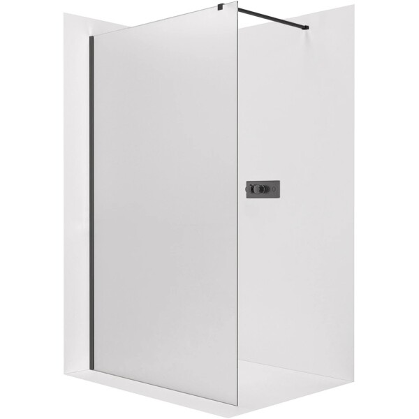 CERANO Sprchová zástěna Walk-in Onyx Cube L/P - 8 mm - hranatá vzpěra - černá matná, mléčné sklo - 30x200 cm