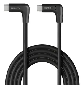 Lindy USB-C - USB-C 90° černá / USB kabel / USB 3.2 Gen 2 / 10 Gbit/s / 1 m / PD 60W (32023)