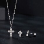 Stříbrný náhrdelník Elara - kříž, MOISSANITE + CERTIFIKÁT, Stříbrná 40 cm + 5 cm (prodloužení) certifikát GRA, hadřík na čištění stříbra, dárková krabička