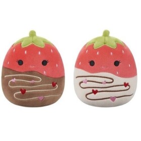Squishmallows 1+1 Jahody v čokoládě Scarlet 20 cm