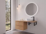 CERANO - Koupelnová skříňka Carole - dub medový + deska pod umyvadlo Navira Slim - 18 mm + konzole černá - 120x49,8x46 CER-606114