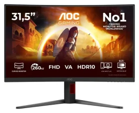 31,5" AOC C32G4Z černá / Herní monitor / zakřivený 1500R / VA / FHD 1920×1080 / 260 Hz / 0,3 ms / HDR10 / HDMI + DP (C32G4Z)