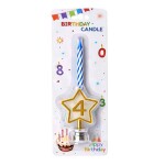 Dortisimo Svíčka modrá s LED zlatým podstavcem ve tvaru hvězdy číslo 4