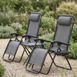 Sada 2 polohovacích zahradních židlí se stolem - šedá