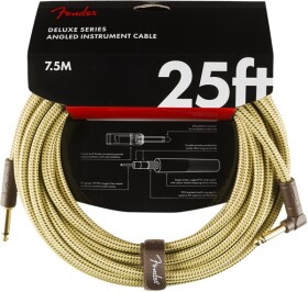 Fender Deluxe Series 25' Instrument Cable Tweed Angled
