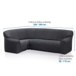 Super strečové potahy RUBINIA antracitová rohová sedačka (š. 340 - 540 cm)