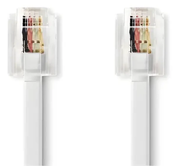 Nedis TCGB90200WT100 bílá / Telefonní kabel / RJ11 - RJ11 / plochý / 10 m (TCGB90200WT100)