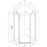 MEXEN/S - Lunar sprchový kout pětiboký křídlový levá 90 x 90, transparent, grafit metal 831-090L-090P-95-00-L