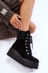 Dámské semišové boty na klínku černé Meniko 39