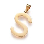 Sada přívěsku a náušnic z nerezové oceli - písmeno - zlatá - 20 ~ 23 mm x 13 ~ 19 mm - 1 ks Písmena: E