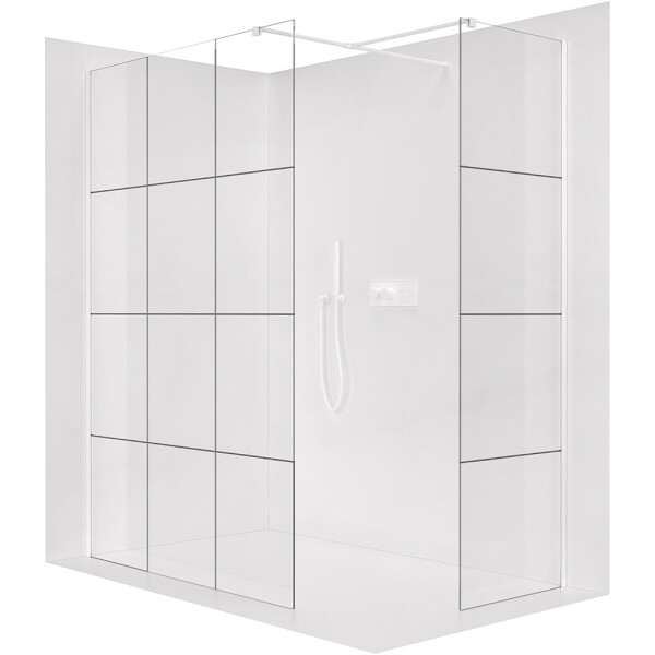 CERANO Sprchová zástěna Walk-in Onyx T L/P - 8 mm - hranatá vzpěra - bílá matná, industriální sklo - 140x90x200 cm
