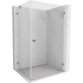 MEXEN/S - Lunar-B L sprchový kout dveře křídlové pravá 90 x 80, transparent, měď kartáčovaná 832L-090-080-65-00-P