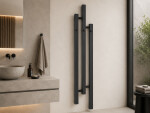 CERANO - Koupelnový radiátor Fabiano - háčky na ručníky - boční připojení - 251 W - černá matná - 1200x220 mm CER-342755