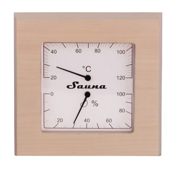 Teploměr s vlhkoměrem Sentiotec - čtverec, osika