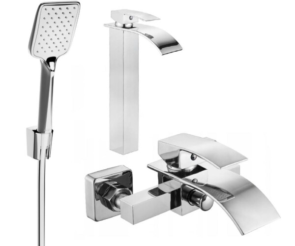 MEXEN - Aries R62 Set umyvadlové a vanové baterie s příslušenstvím, chrom 744813R62-00