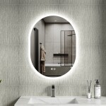 Erga Demi, oválné LED zrcadlo 60x80cm, 3 barvy světla, přední osvětlení, topná podložka proti zapaření, ERG-V01-DEMI-6080-CL