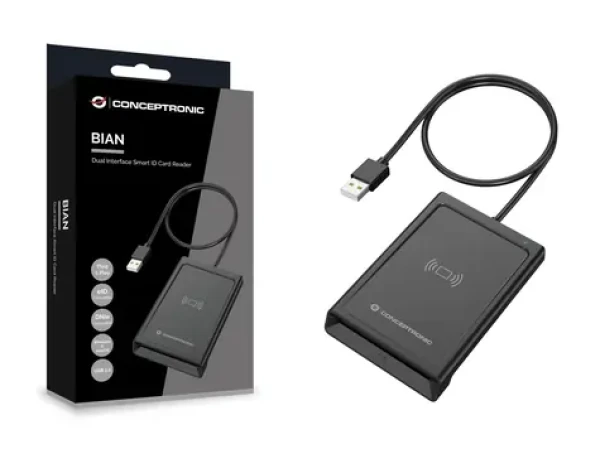 Conceptronic dual-interface čtečka čipových karet černá / Čtečka čipových karet / USB-A / NFC / eID, DNIe (BIAN11B)