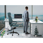 Kancelářské křeslo, zelená ekokůže, houpací mechanismus s aretací ve 4 polohách, kovový kříž, kolečka pro tvrdé povrchy