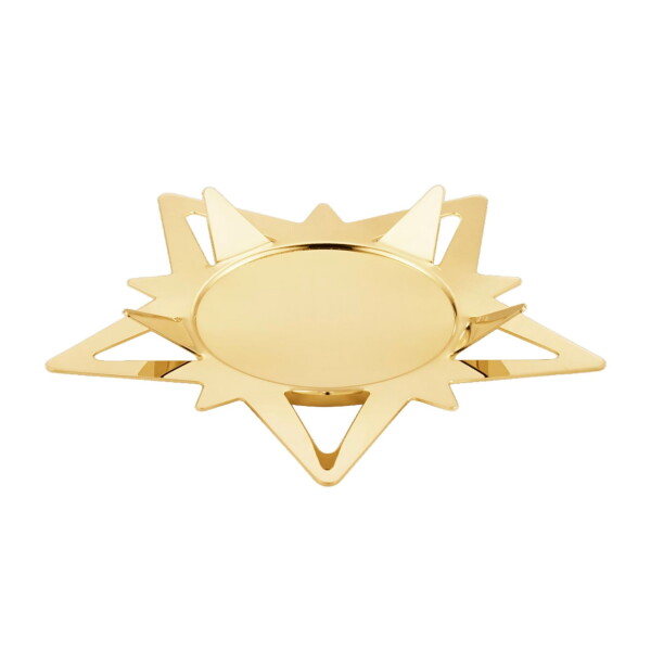 Georg Jensen Pozlacený svícen Classic Pillar Star, zlatá barva, kov