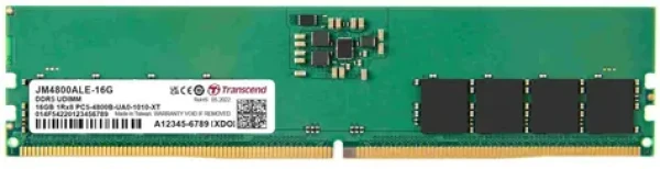 Transcend JetRam 16GB (1x16GB) 4800MHz / U-DIMM / DDR5 / CL40 / 1.1V / 1Rx8 (JM4800ALE-16G)