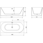 MEXEN/S - Mia volně stojící rohová vana levá 160 x 80, bílá/černá, sifon a přepad chrom 52691608075L-01