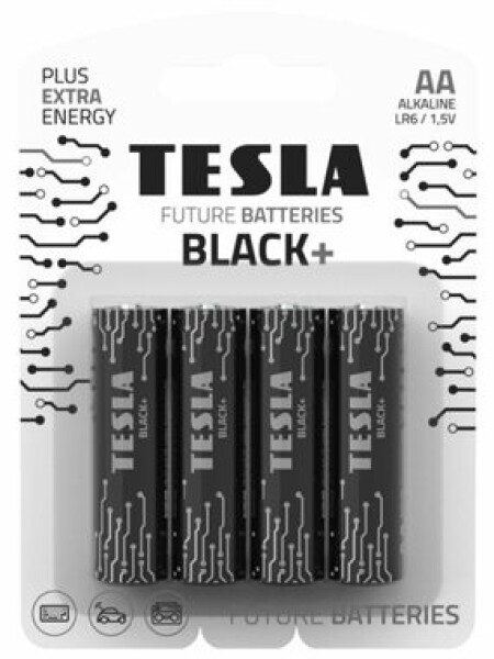 TESLA BLACK+ alkalická baterie AA 4 ks / LR06 / tužková / blister              (14060420)