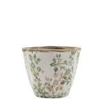 Chic Antique Kónický obal na květiny Branch Motif Ø 15,5 cm, zelená barva, keramika