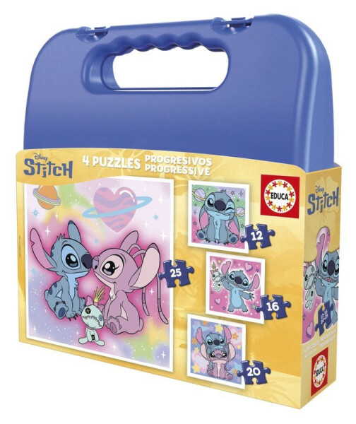 Puzzle v kufříku Stitch 4v1 (12,16,20,25 dílků)