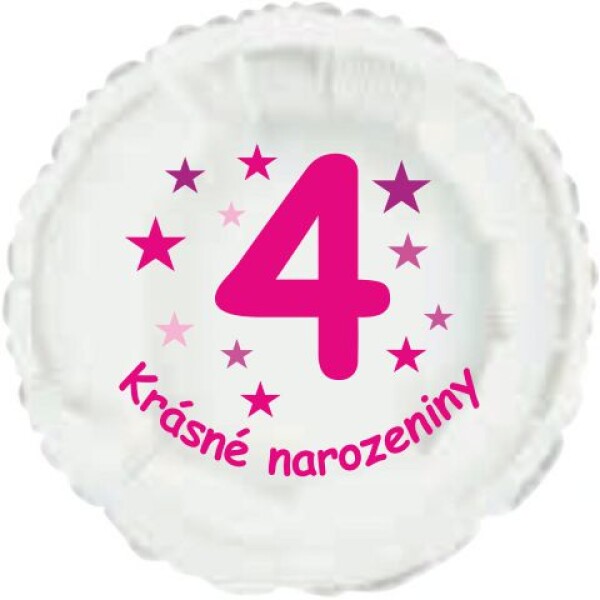Krásné 4. narozeniny fóliový balónek kruh pro holky Balonky.cz Krásné 4. narozeniny fóliový balónek kruh pro holky Balonky.cz