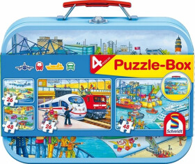 Puzzle Doprava plechovém kufříku