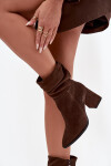 Kozačky z přírodního semiše zateplené na podpatku s vráskou Zazoo 4216 Čokoládové 37